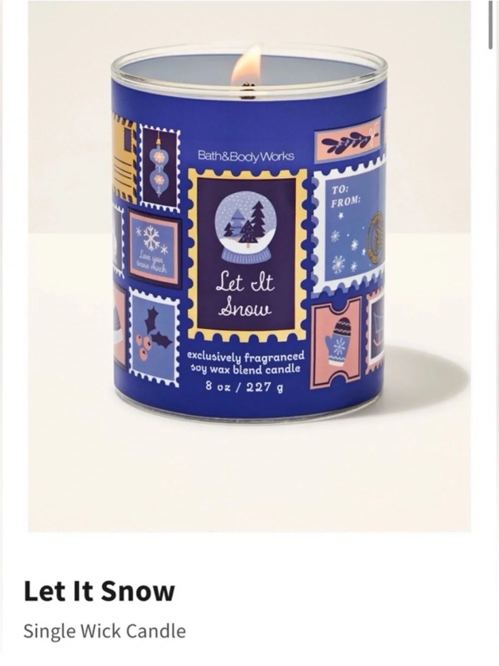Bath & Body Works 'Let It Snow' Single Wick Candle w Decorative Metal Lid | NIB
